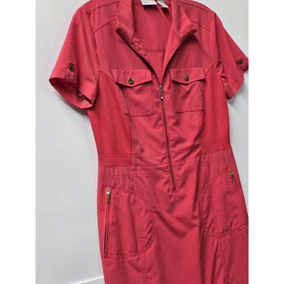 Chicos Zenergy UPF Short Sleeve Polo Dress Size Small Zip Front Pink Chic 💗 - Picture 6 of 8